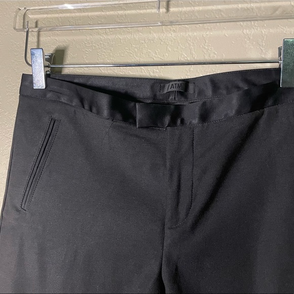 ATM Anthony Thomas Melillo Cuffed Ponte Pants Black Satin Womens Size 6 - Picture 4 of 10